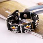 Bracelet en cuir Noir Luffy Chapeau de paille Crâne Anime